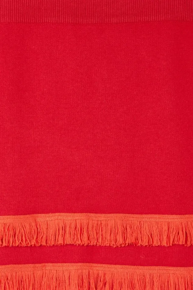 Never Fully Dressed Red Fringe Jake Skirt Women Knitwear