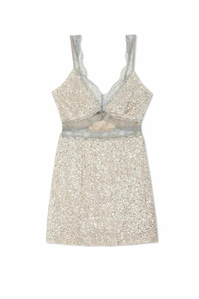 Never Fully Dressed Silver Sequin Mini Mimi Dress Petite Women Petite