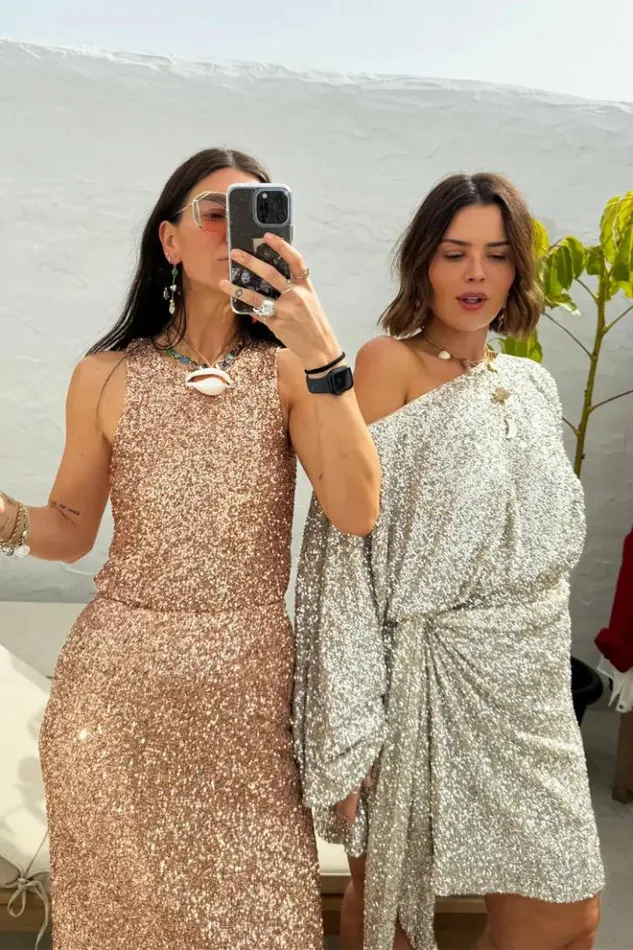 Never Fully Dressed Silver Sequin Tilly Top Women Tops and TShirts