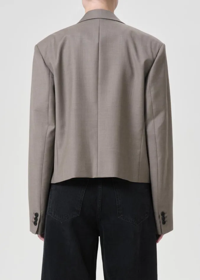 NonDenim Women Agolde Shoreditch Ski Club X AGOLDE Callie Cropped Blazer In Khaki Wool
