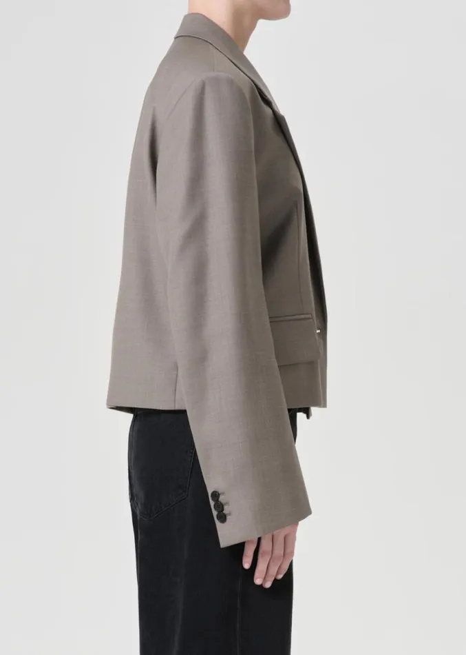 NonDenim Women Agolde Shoreditch Ski Club X AGOLDE Callie Cropped Blazer In Khaki Wool