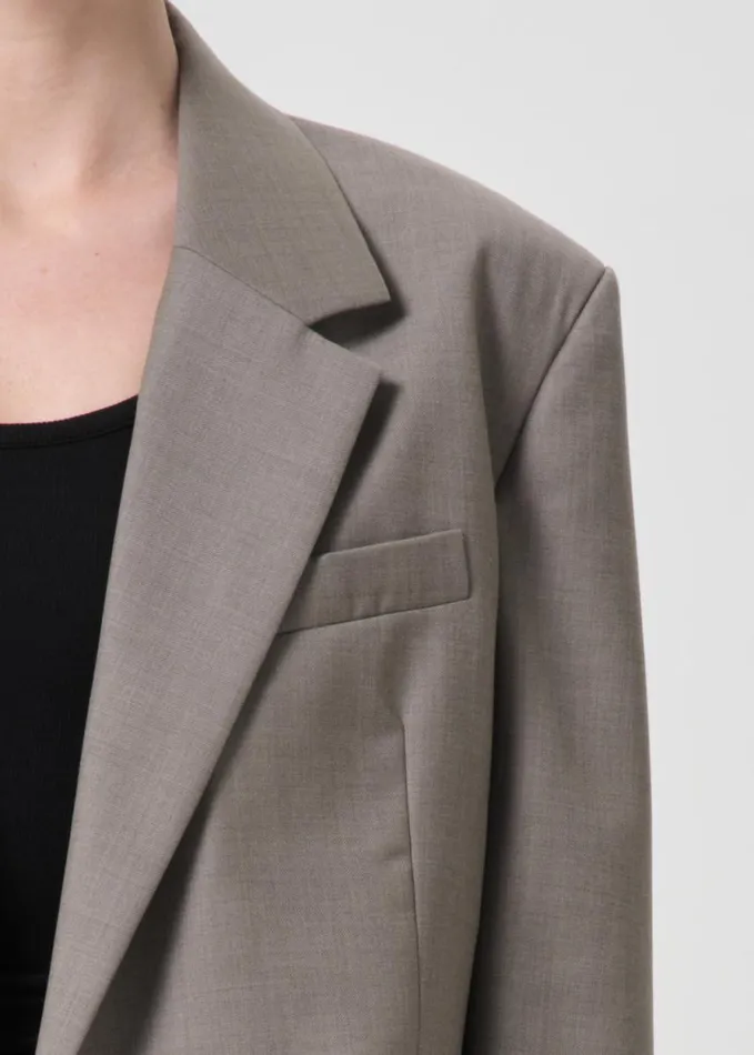 NonDenim Women Agolde Shoreditch Ski Club X AGOLDE Callie Cropped Blazer In Khaki Wool