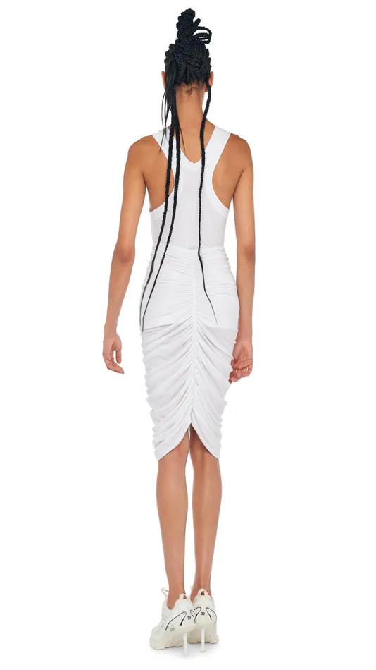 Norma Kamali Bottoms SHIRRED SKIRT TO KNEE Snow White 8211 Clothing
