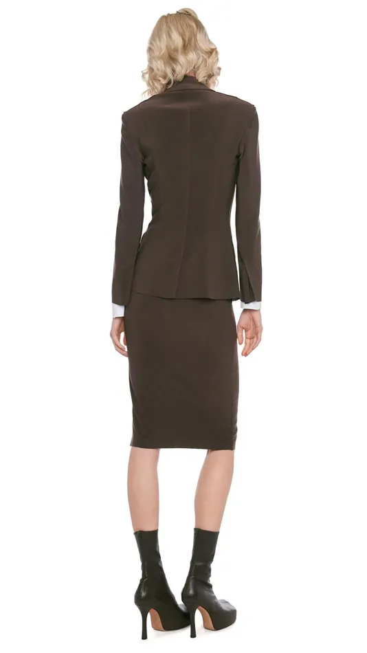 Norma Kamali Bottoms SIDE SLIT SKIRT COVER THE KNEE Chocolate 8211 Clothing