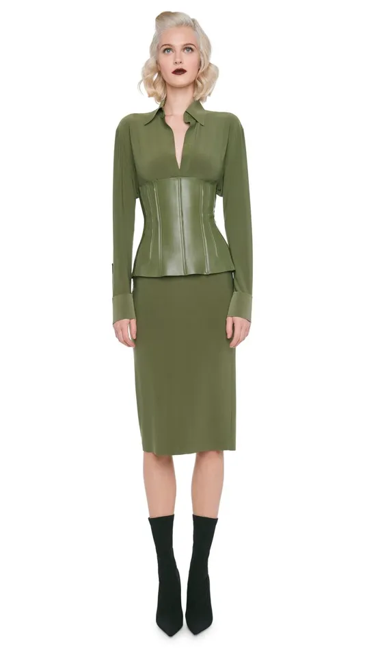 Norma Kamali Bottoms STRAIGHT SKIRT Military 8211 Clothing