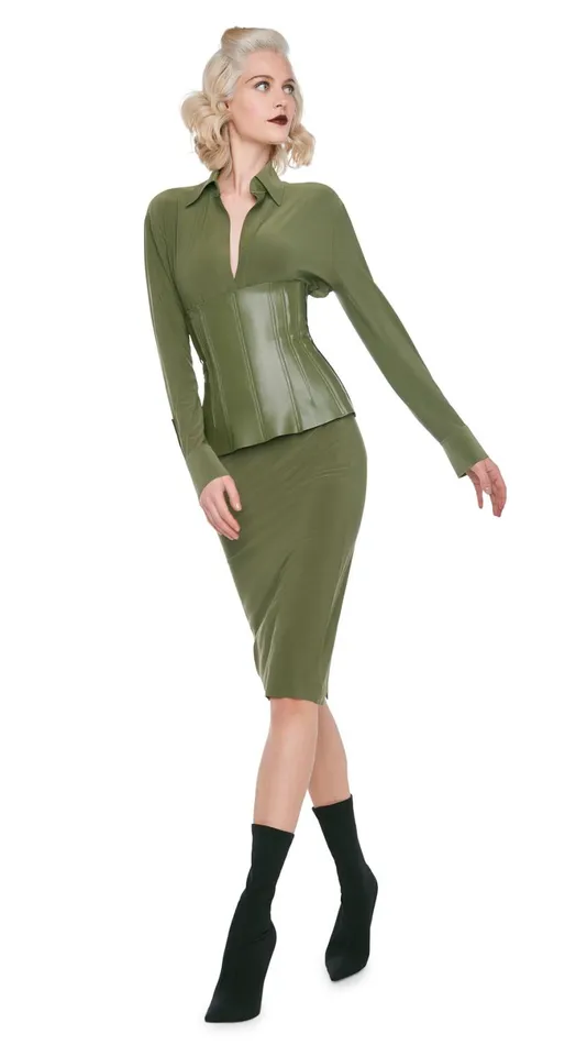 Norma Kamali Bottoms STRAIGHT SKIRT Military 8211 Clothing