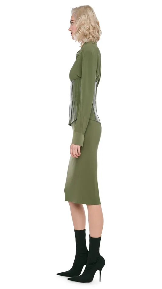 Norma Kamali Bottoms STRAIGHT SKIRT Military 8211 Clothing