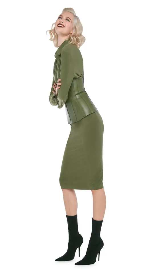 Norma Kamali Bottoms STRAIGHT SKIRT Military 8211 Clothing