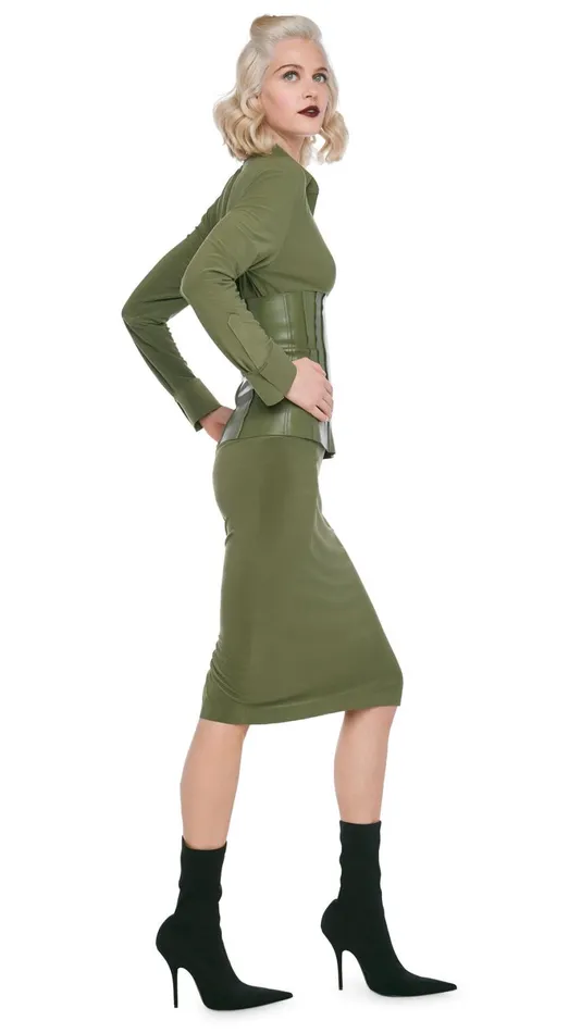 Norma Kamali Bottoms STRAIGHT SKIRT Military 8211 Clothing
