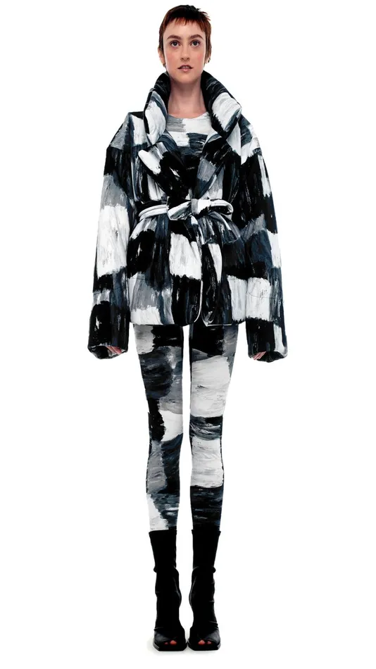 Norma Kamali Coats SLEEPING BAG JACKET Paint Canvas 8211 Clothing