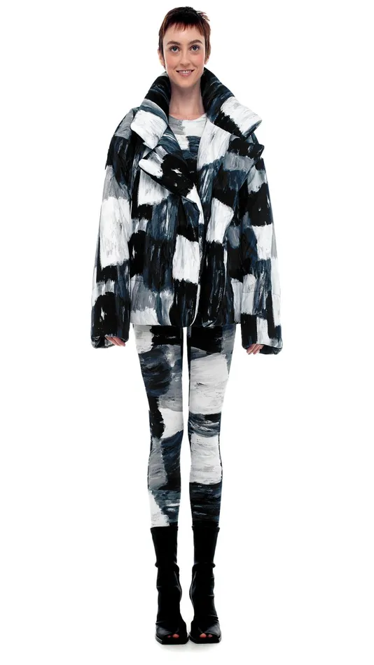 Norma Kamali Coats SLEEPING BAG JACKET Paint Canvas 8211 Clothing