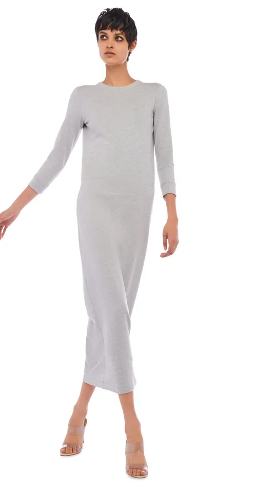 Norma Kamali Dresses 34 SLEEVE TAILORED TERRY GOWN Light Heather Grey 8211 Clothing Norma Kamali Dresses 34 SLEEVE TAILORED TERRY GOWN Light Heather Grey 8211 Clothing