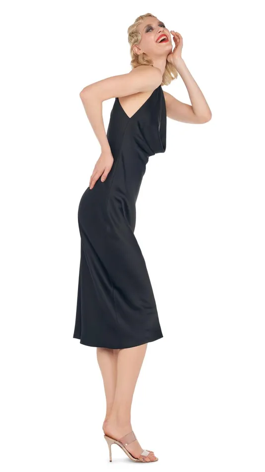 Norma Kamali Dresses HALTER DRAPE DRESS Black 8211 Clothing