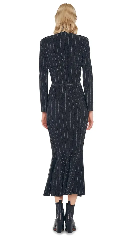 Norma Kamali Dresses SINGLE BREASTED FISHTAIL DRESS Woven Pinstripe 8211 Clothing Norma Kamali Dresses SINGLE BREASTED FISHTAIL DRESS Woven Pinstripe 8211 Clothing
