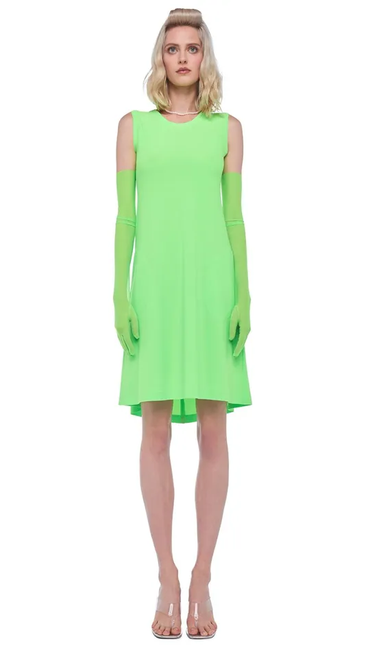 Norma Kamali Dresses SLEEVELESS SWING DRESS Neon Green 8211 Clothing