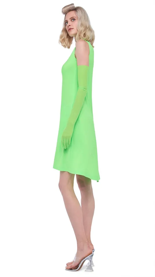 Norma Kamali Dresses SLEEVELESS SWING DRESS Neon Green 8211 Clothing