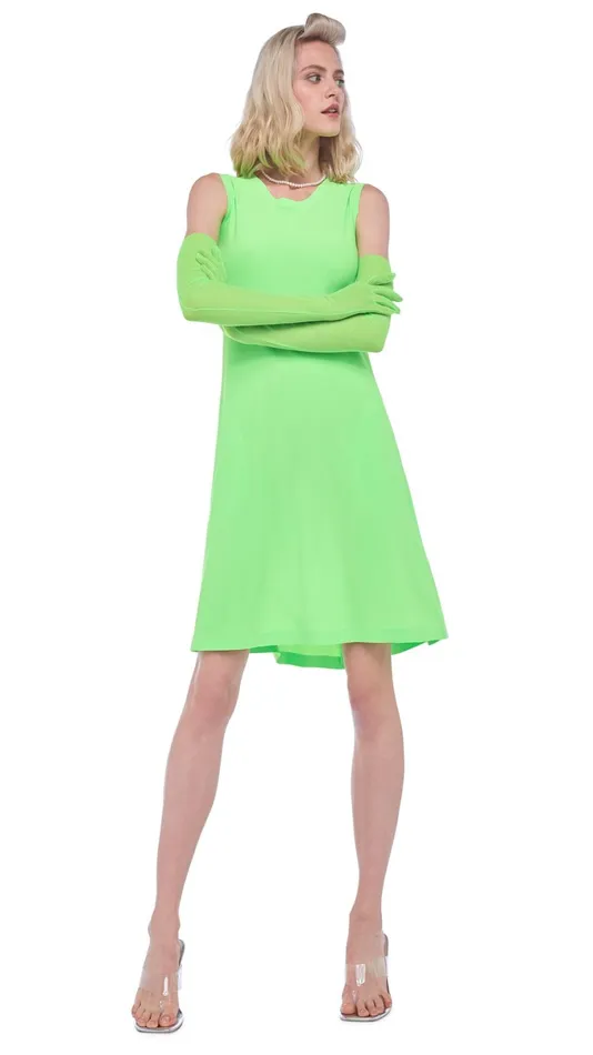 Norma Kamali Dresses SLEEVELESS SWING DRESS Neon Green 8211 Clothing