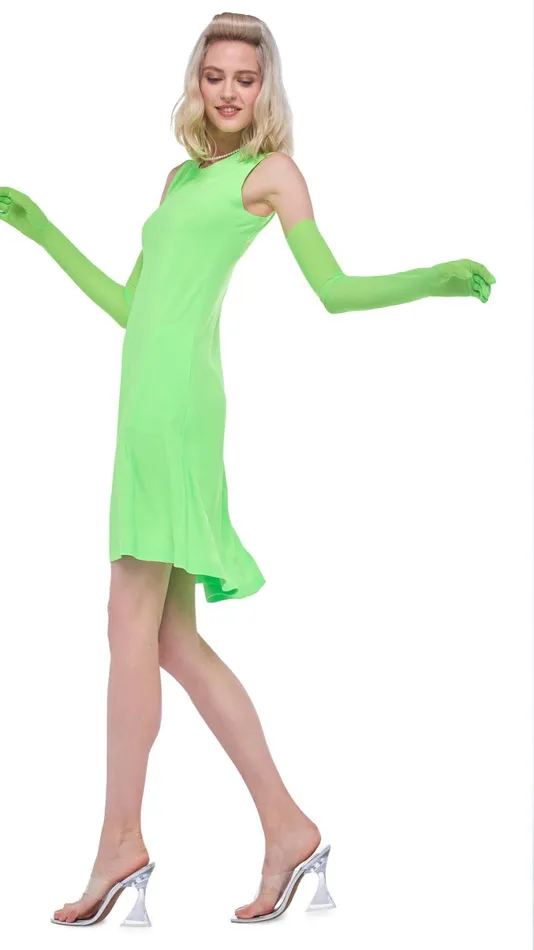 Norma Kamali Dresses SLEEVELESS SWING DRESS Neon Green 8211 Clothing