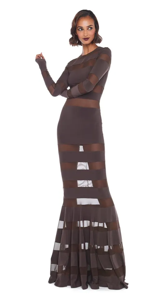 Norma Kamali Dresses SPLICED DRESS FISHTAIL GOWN Chocolatechocolate Mesh 8211 Clothing Norma Kamali Dresses SPLICED DRESS FISHTAIL GOWN Chocolatechocolate Mesh 8211 Clothing