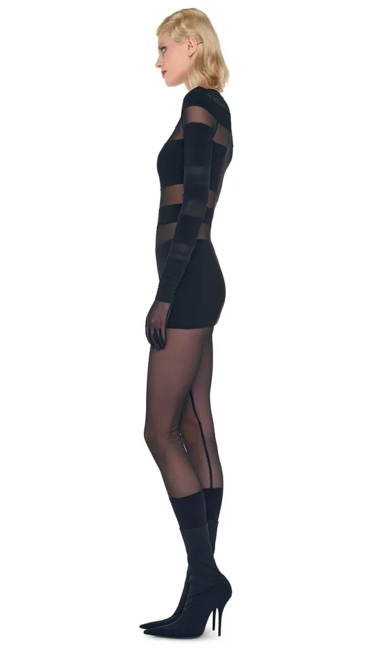 Norma Kamali Dresses SPLICED PICKLEBALL DRESS Blackblack Mesh 8211 Clothing