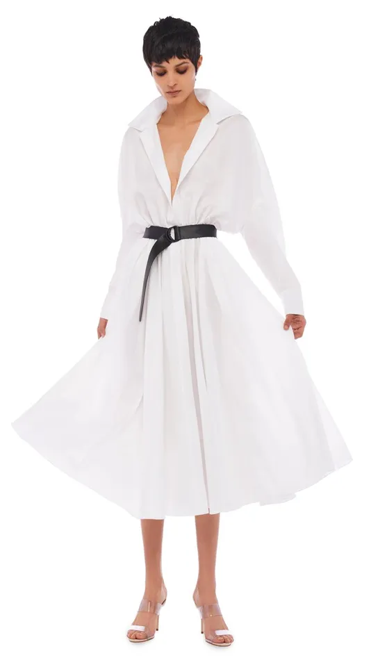 Norma Kamali Dresses SUPER OS BF NK SHIRT DRESS Snow White 8211 Clothing