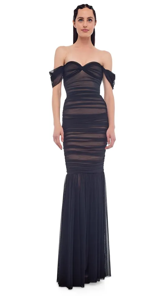 Norma Kamali Dresses WALTER FISHTAIL GOWN Black Mesh 8211 Clothing