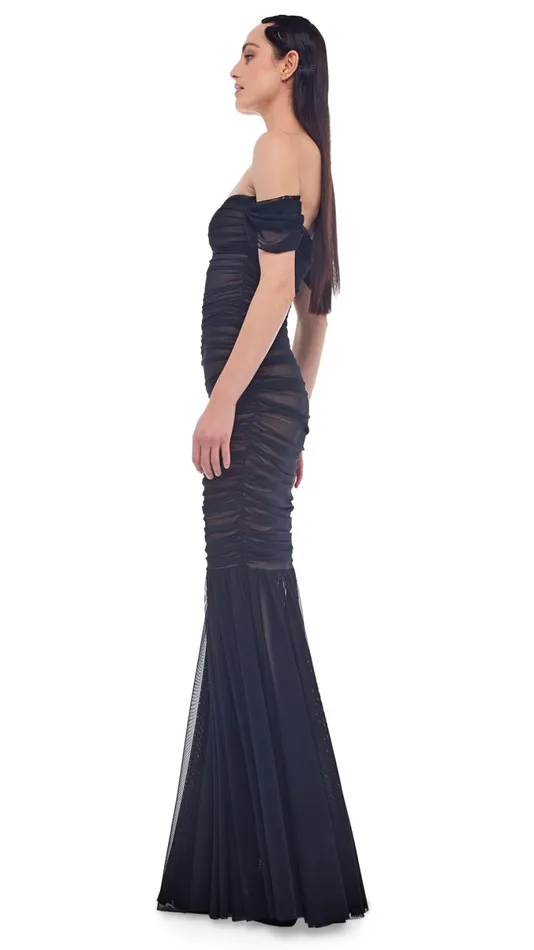 Norma Kamali Dresses WALTER FISHTAIL GOWN Black Mesh 8211 Clothing