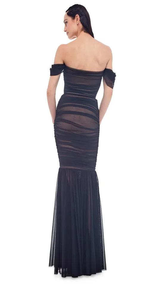 Norma Kamali Dresses WALTER FISHTAIL GOWN Black Mesh 8211 Clothing
