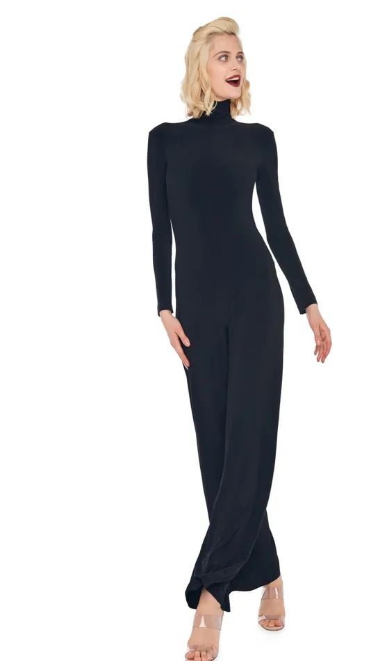 Norma Kamali Jumpsuits LONG SLEEVE TURTLE JUMPSUIT Black 8211 Clothing