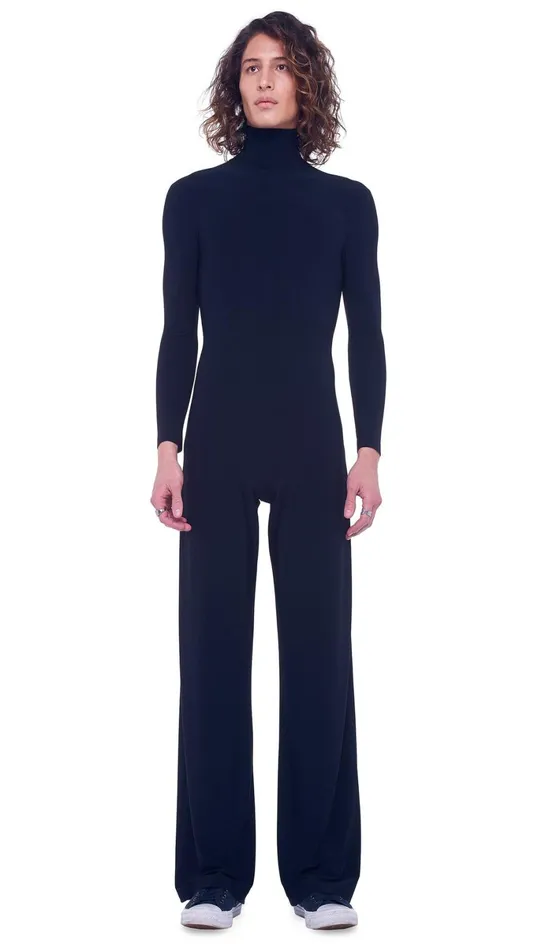 Norma Kamali Jumpsuits LONG SLEEVE TURTLE JUMPSUIT Black 8211 Clothing
