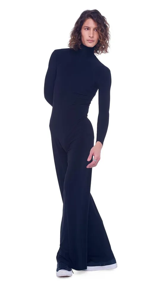 Norma Kamali Jumpsuits LONG SLEEVE TURTLE JUMPSUIT Black 8211 Clothing