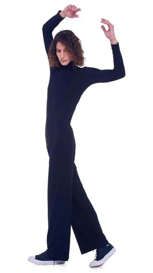 Norma Kamali Jumpsuits LONG SLEEVE TURTLE JUMPSUIT Black 8211 Clothing