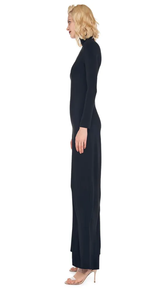 Norma Kamali Jumpsuits LONG SLEEVE TURTLE JUMPSUIT Black 8211 Clothing