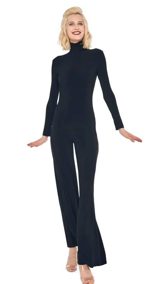 Norma Kamali Jumpsuits LONG SLEEVE TURTLE JUMPSUIT Black 8211 Clothing