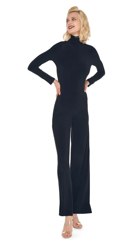 Norma Kamali Jumpsuits LONG SLEEVE TURTLE JUMPSUIT Black 8211 Clothing