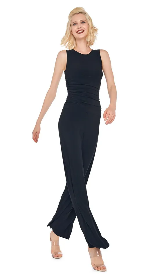 Norma Kamali Jumpsuits SHIRRED WAIST JUMPSUIT Black 8211 Clothing