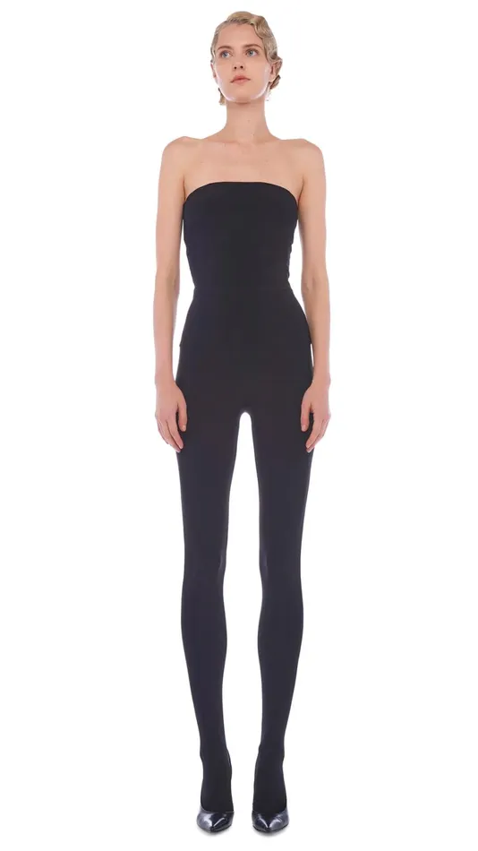 Norma Kamali Jumpsuits STRAPLESS CATSUIT W FOOTIE Black 8211 Clothing