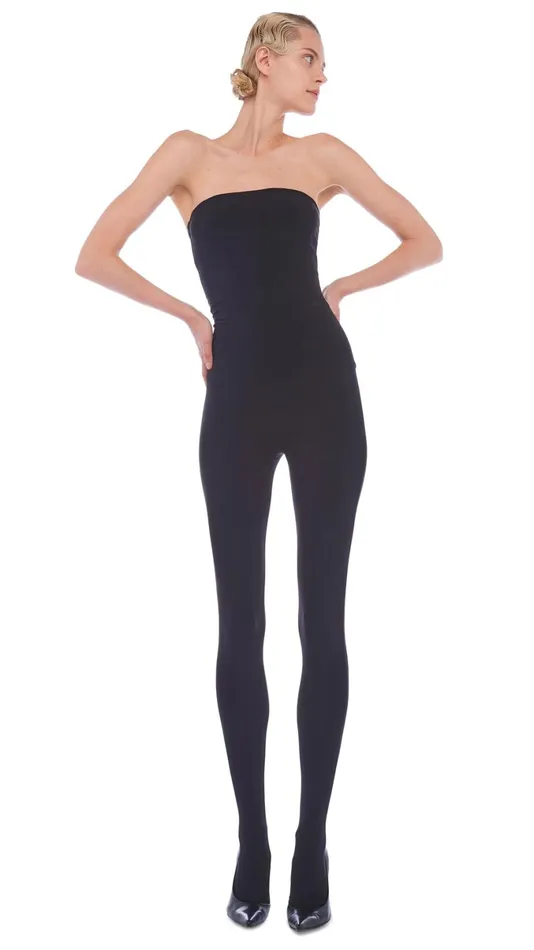 Norma Kamali Jumpsuits STRAPLESS CATSUIT W FOOTIE Black 8211 Clothing