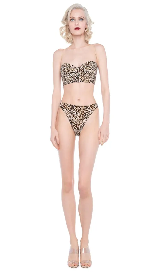 Norma Kamali Swimwear BONDED CORSET BRA Bb Leopard 8211 Clothing