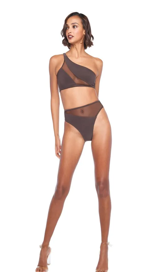 Norma Kamali Swimwear SNAKE MESH BOTTOM Chocolatechocolate Mesh 8211 Clothing Norma Kamali Swimwear SNAKE MESH BOTTOM Chocolatechocolate Mesh 8211 Clothing