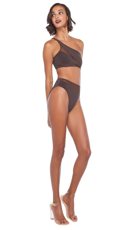 Norma Kamali Swimwear SNAKE MESH BOTTOM Chocolatechocolate Mesh 8211 Clothing Norma Kamali Swimwear SNAKE MESH BOTTOM Chocolatechocolate Mesh 8211 Clothing