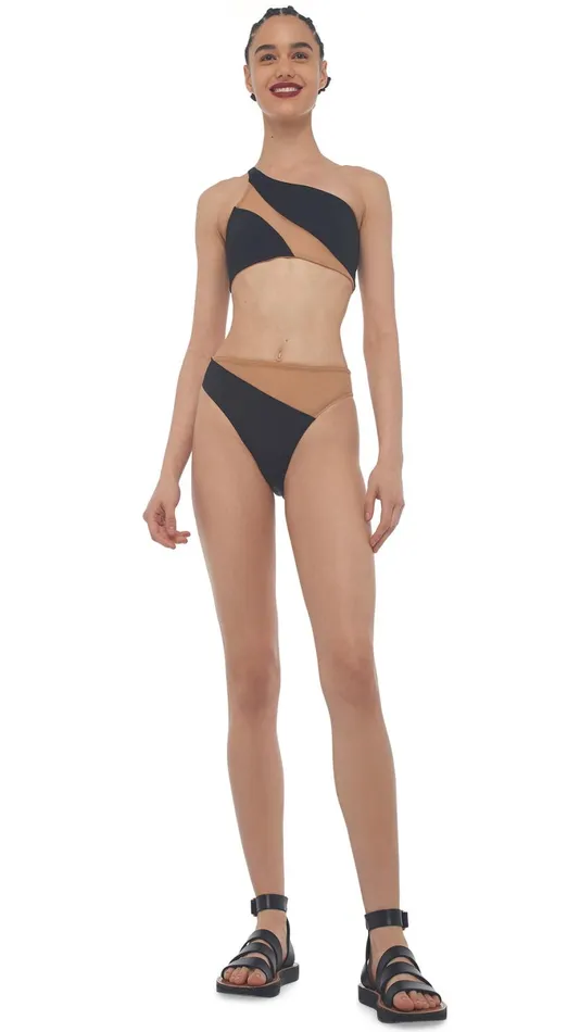 Norma Kamali Swimwear SNAKE MESH BRA Blacknude Mesh 8211 Clothing
