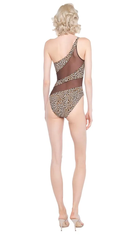 Norma Kamali Swimwear SNAKE MESH MIO Bb Leopardchocolate Mesh 8211 Clothing
