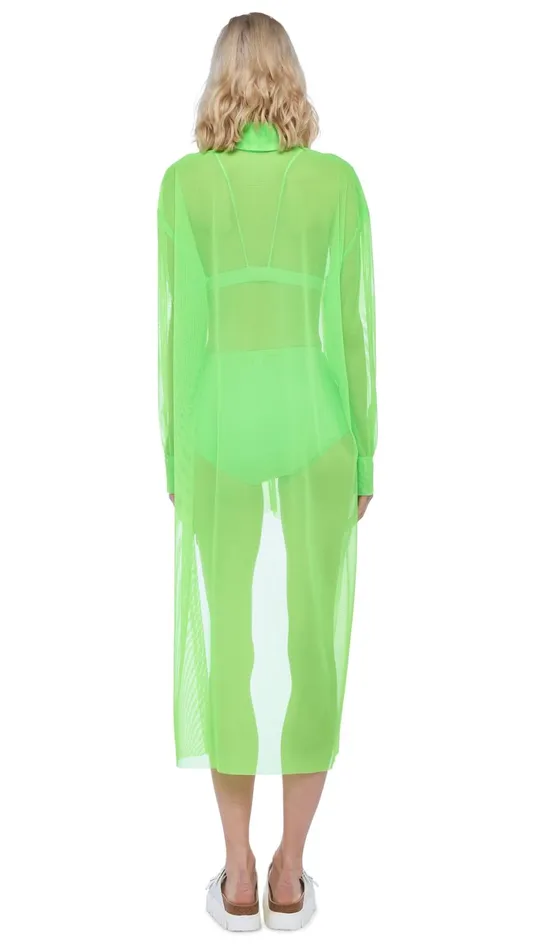 Norma Kamali Tops HI LOW OVERSIZED BF NK SHIRT Neon Green 8211 Clothing