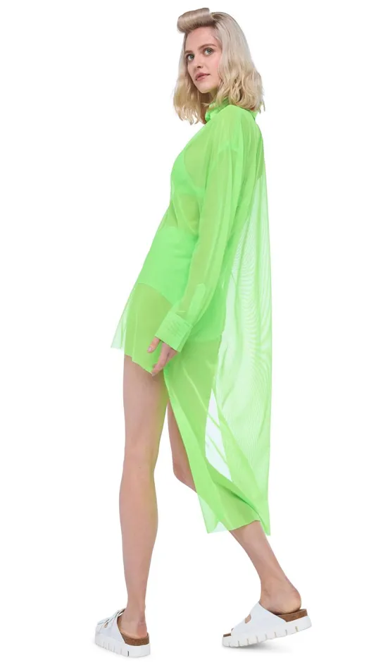 Norma Kamali Tops HI LOW OVERSIZED BF NK SHIRT Neon Green 8211 Clothing
