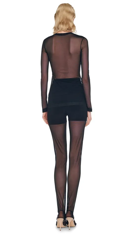 Norma Kamali Tops LONG SLEEVE DOT APPLIQUE TOP Blackblack Mesh 8211 Clothing Norma Kamali Tops LONG SLEEVE DOT APPLIQUE TOP Blackblack Mesh 8211 Clothing