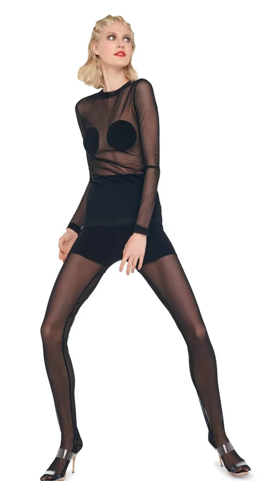 Norma Kamali Tops LONG SLEEVE DOT APPLIQUE TOP Blackblack Mesh 8211 Clothing Norma Kamali Tops LONG SLEEVE DOT APPLIQUE TOP Blackblack Mesh 8211 Clothing