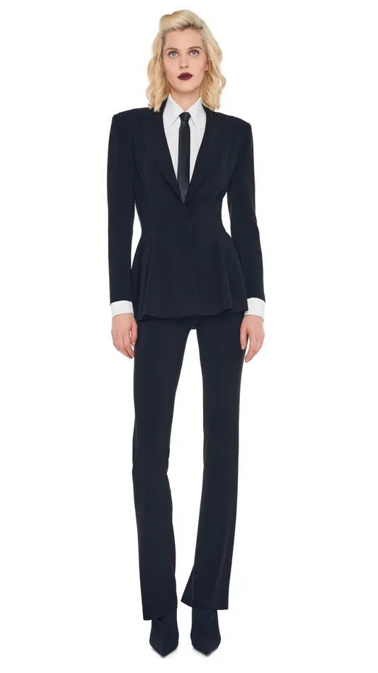 Norma Kamali Wardrobe BOOT PANT With SINGLE BREASTED PEPLUM JACKET 8211 Clothing Norma Kamali Wardrobe BOOT PANT With SINGLE BREASTED PEPLUM JACKET 8211 Clothing