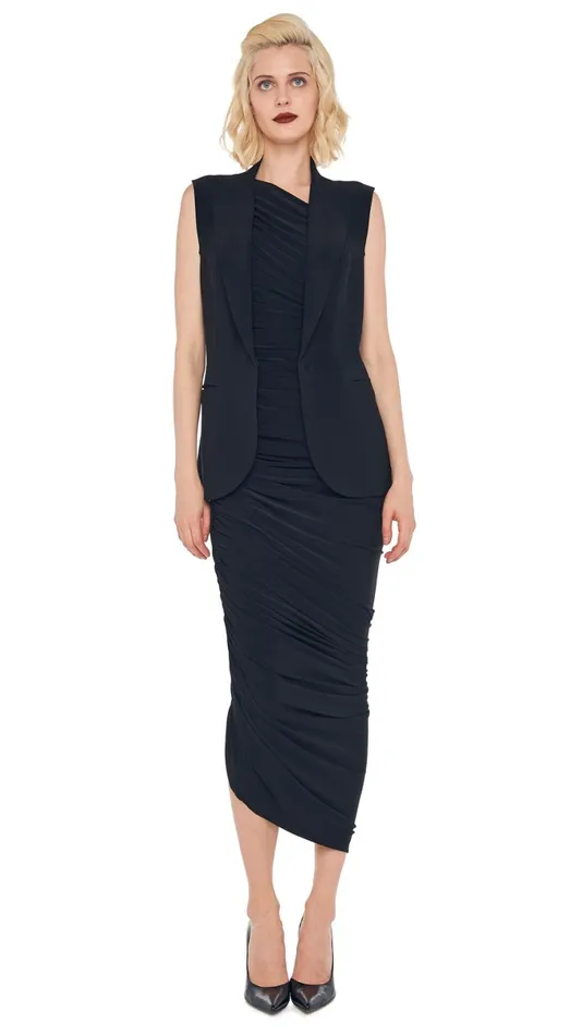 Norma Kamali Wardrobe DIANA GOWN With SLEEVELESS SINGLE BREASTED JACKET 8211 Clothing Norma Kamali Wardrobe DIANA GOWN With SLEEVELESS SINGLE BREASTED JACKET 8211 Clothing