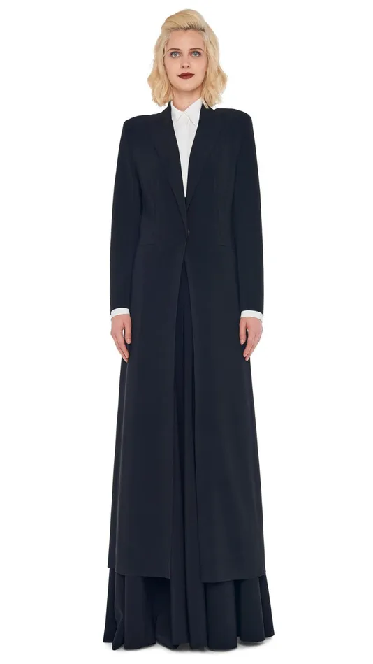 Norma Kamali Wardrobe LONG GRACE SKIRT With SINGLE BREASTED COAT 8211 Clothing Norma Kamali Wardrobe LONG GRACE SKIRT With SINGLE BREASTED COAT 8211 Clothing